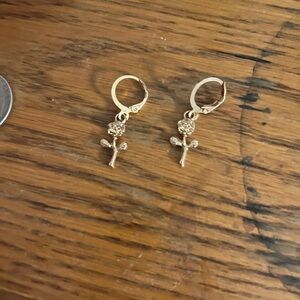 Chic Gold Rose Hoop Earrings